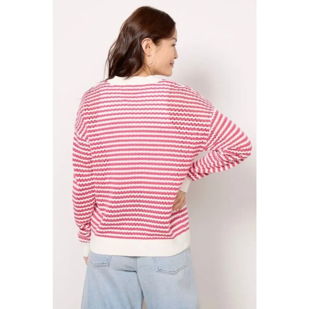 NWT Spiritual Gangster Stripe Sweater Pink White Size Small